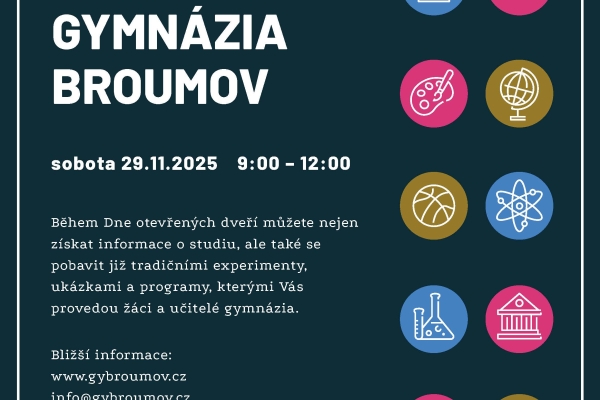 Sobota 29. listopadu: Den otevřených dveří Gymnázia Broumov