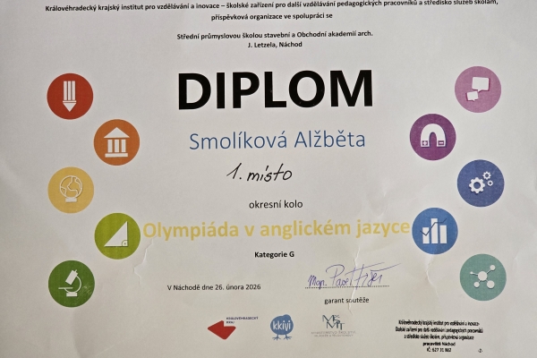 Konverzační soutěž v anglickém jazyce: Vynikající výsledky našich studentů v okresním kole